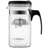 Чайник заварочный «Гунфу» с фильтром с кнопкой стекло,пластик 1л прозр.,черный