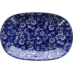 Plate “Grace” oval  porcelain ,H=3,L=28,B=18cm dark blue, white