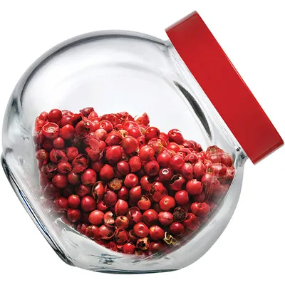 Банка круглая с крышкой «Бэлла» стекло,пластик 200мл D=75,H=83мм прозр.,красный, изображение 3