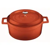 Кастрюля для запекания с крышкой с ручками эмалиров.чугун 1л D=16,H=11см красный