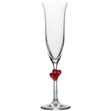 Flute glass “L'amor”  christmas glass  175 ml  D=70, H=242 mm  clear, red