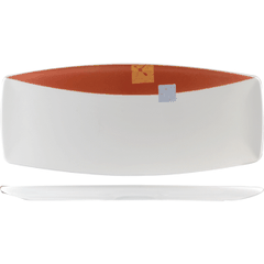 Dish “Zen Neo”  porcelain , H=2, L=36, B=15 cm  white, orange.