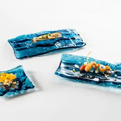 Блюдо сервировочное «Море» стекло ,L=28,B=15см синий, изображение 2