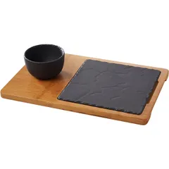 Блюдо для подачи «Базальт» керамика ,L=20,B=20см черный,матовый, изображение 4