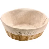 Bread basket with fabric covering  polyrottan, textile  D=24, H=9cm  St. wood, light-grey