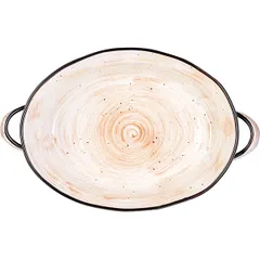 Форма для запекания «Пастораль» овальная с ручками фарфор 1,25л ,H=6,L=25/31,B=19см оранжев., изображение 3