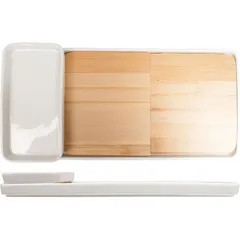 Serving dish bamboo,porcelain ,H=10,L=355/130,B=165mm