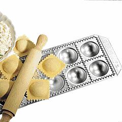 Ravioli mold with rolling pin [12 pcs] aluminum, wood D=37,H=30,L=340,B=140mm metal.