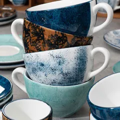 Чашка чайная «Аида» фарфор 280мл D=108,H=66мм белый,синий, изображение 4