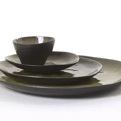 Тарелка «Пьюр» овальная керамика ,L=15,B=12см зелен., изображение 2