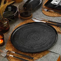 Тарелка «Нанокрем Блэк» с бортом фарфор D=240,H=18мм черный, изображение 2