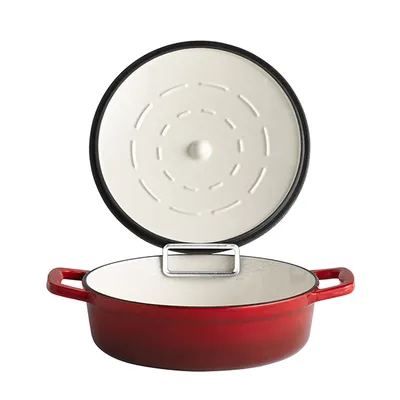 Кастрюля «5 звезд» для сервировки с держателем крышки (индукция) эмалиров.чугун 2,5л D=25,H=7см крас, Цвет: Красный, Объем по данным поставщика (мл): 2500, изображение 3