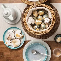 Тарелка «Нептун» фарфор D=203,H=20мм бирюз.,белый, изображение 4