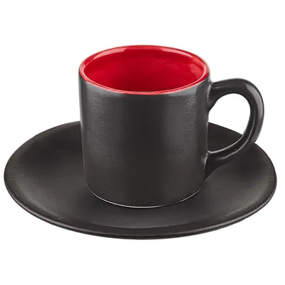 Кофейная пара «Кармин» керамика 100мл D=13,5см красный,черный