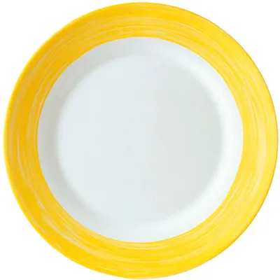 Тарелка «Браш» стекло закал. фарфор D=15,5см белый,желт.