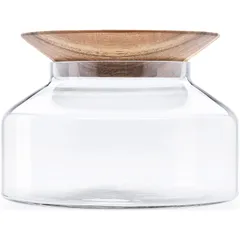 Round jar with lid  glass, wood  2.4 l  D=22, H=15 cm  clear.