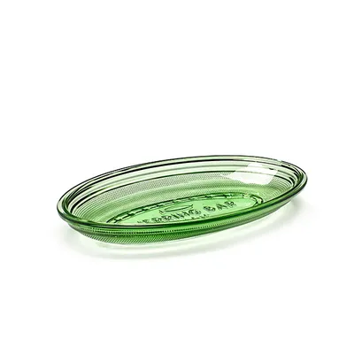 Блюдо сервировочное стекло ,L=26,B=14см зелен.,прозр., изображение 2