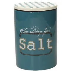 Salt container with lid  ceramics  0.65 l  D=10.5, H=15 cm  multi-colored.