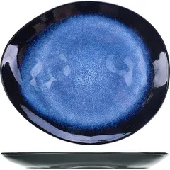 Тарелка десертная керамика ,L=20,5,B=17,5см синий,черный