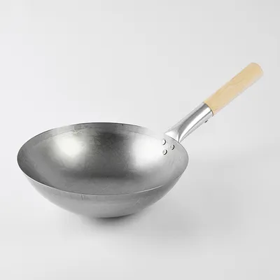 Сковорода-вок сталь нерж.,дерево D=30см