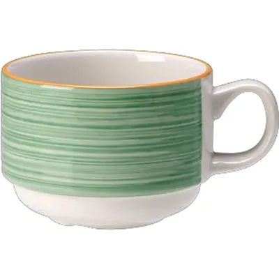 Чашка чайная «Рио Грин» фарфор 200мл D=8,H=6см белый,зелен., Цвет второй: Зеленый