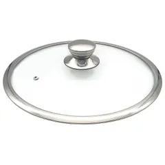 Cover with a wide rim  glass, stainless steel  D=26cm  transparent.