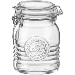 Round jar with lid “Offisina 1825”  glass  0.75 l  D=10.8, H=13.6 cm  clear.