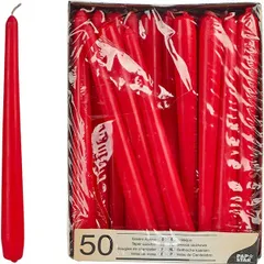 Свечи[50шт] параф.со стеар. D=25,H=245,L=255,B=190мм красный