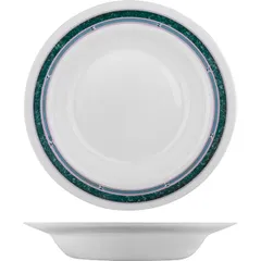 Блюдо «Риалто» круглое глубокое стекло 0,7л D=290,H=44мм белый,зелен.