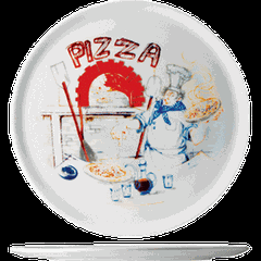 Pizza dish with Cinzia pattern  porcelain  D=32cm  white, painted