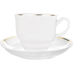 Tea pair “Tulip”  porcelain  250ml  D=15cm  white, gold