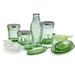 Банка «Фиш&Фиш» круглая с крышкой стекло 0,75л D=11,H=11,5см зелен., изображение 2