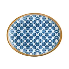 Блюдо сервировочное «Калиф Лотус» овальное фарфор ,L=31,B=24см белый,синий