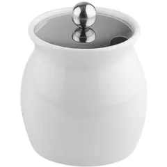 Jar with lid  porcelain, stainless steel  D=18.5, H=17cm  white