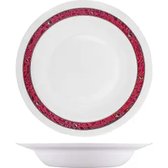 Dish “Coral” round deep  glass  0.73 l  D=288, H=48mm  white, red