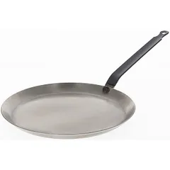 Pan for pancakes  white steel  D=24, H=2, L=44 cm  metal.