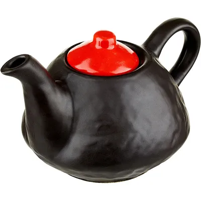 Чайник заварочный «Кармин» фактурный керамика 0,6л ,H=11,L=13см красный,черный, изображение 2
