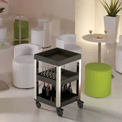 Тележка сервировочная 3 яруса для напитков мдф ,H=94,L=50,B=50см венге, изображение 3