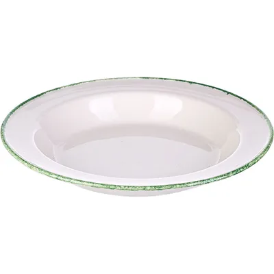 Тарелка глубокая «Грин Дэппл» фарфор 495мл D=21,5см белый,зелен., изображение 2