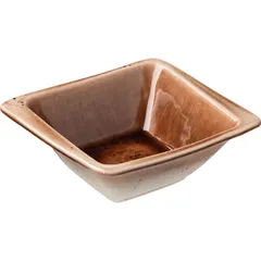 Salad bowl “Marron Reativo” square  porcelain  250 ml , H=45, L=130, B=130mm  brown, beige.