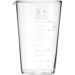 Beaker TS GOST-1770-74 glass 250ml D=75/55,H=125mm clear.
