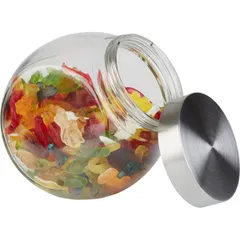 Емкость фуршетная для закусок с крышкой стекло,сталь нерж. 1л ,H=18,L=19,B=12,5см