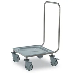 Trolley for cassettes 50*50cm with handle  polyethylene, stainless steel , H=105, L=67, B=58cm  gray