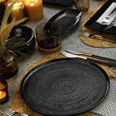 Тарелка «Нанокрем Блэк» с бортом фарфор D=280,H=18мм черный, изображение 2