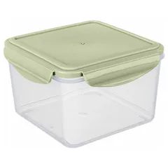 Container for products “Smart Lock” with a lid for microwave  polyprop.  1.6 l , H=10.4, L=16, B=16 cm  transparent, olive