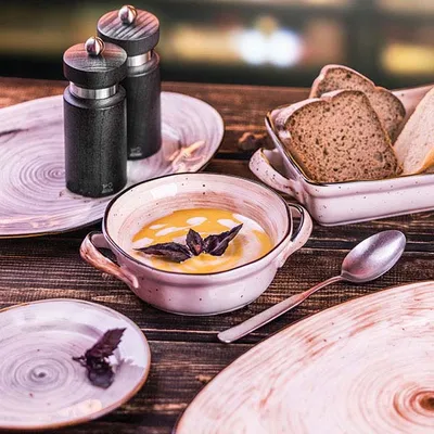 Форма для запекания «Пастораль» овальная с ручками фарфор 1,25л ,H=6,L=25/31,B=19см оранжев., изображение 4