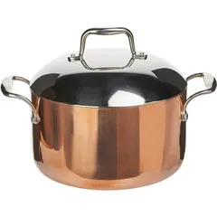 Кастрюля с крышкой 3-х слойная (медь) сталь нерж.,алюмин. 3л D=200,H=95мм медный, изображение 2