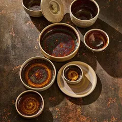 Тарелка «Аврора Везувиус Амбер» с бортом фарфор D=202,5,H=54мм бежев.,амбер, изображение 4