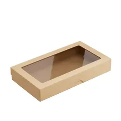 Контейнер бумажный OneBox с крышкой картон 1,45л ,H=4,L=26,B=15см св.корич.