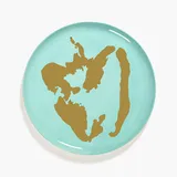 Блюдо «Фист» керамика D=35,H=2см лазурн.,золотой